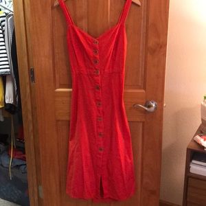Red button down cotton dress size M